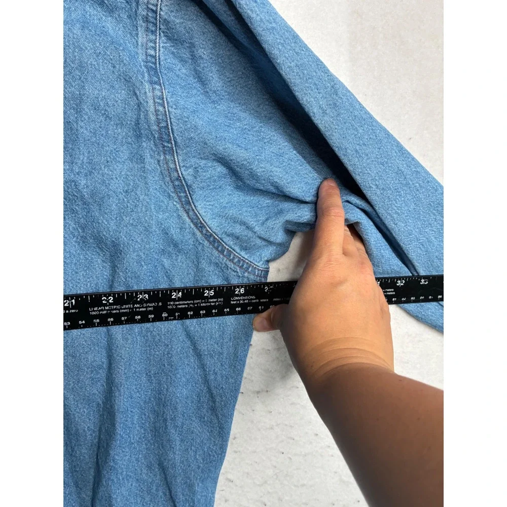 VTG Wrangler Mens Western Denim Pearl Snap Shirt Medium Wash Tall 2XLT 70127SW